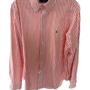 Ralph Lauren Orange & White Striped Oxford Shirt – Size  XL